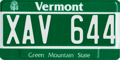 VT license plate XAV644