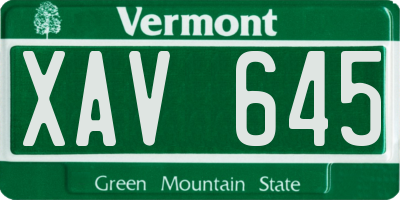 VT license plate XAV645