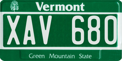 VT license plate XAV680