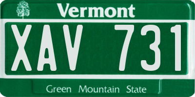 VT license plate XAV731