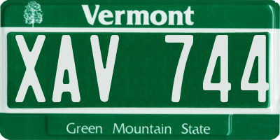 VT license plate XAV744
