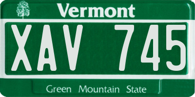 VT license plate XAV745
