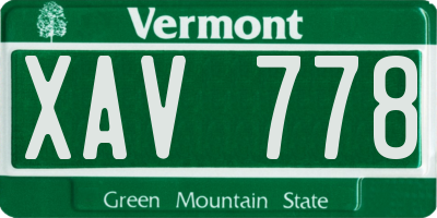 VT license plate XAV778