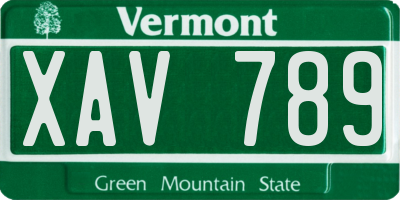 VT license plate XAV789