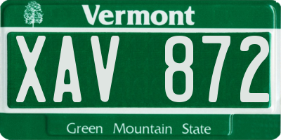 VT license plate XAV872