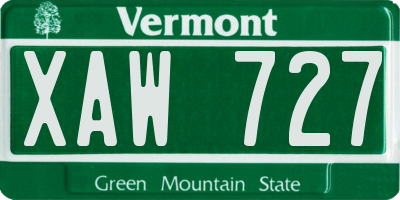 VT license plate XAW727