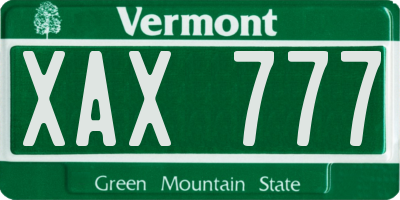 VT license plate XAX777