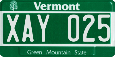 VT license plate XAY025
