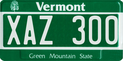 VT license plate XAZ300