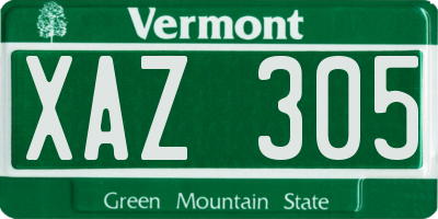 VT license plate XAZ305