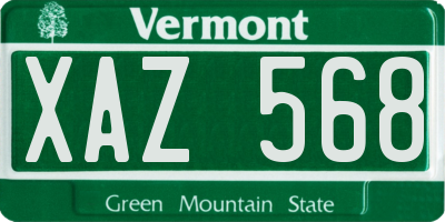 VT license plate XAZ568