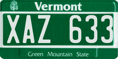 VT license plate XAZ633