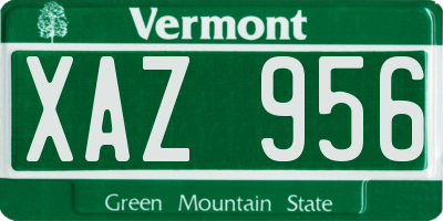 VT license plate XAZ956