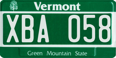 VT license plate XBA058