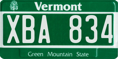 VT license plate XBA834
