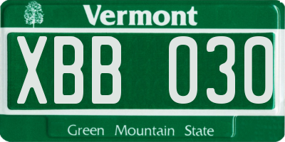 VT license plate XBB030