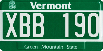 VT license plate XBB190