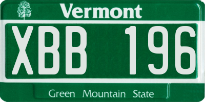 VT license plate XBB196