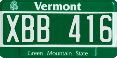 VT license plate XBB416