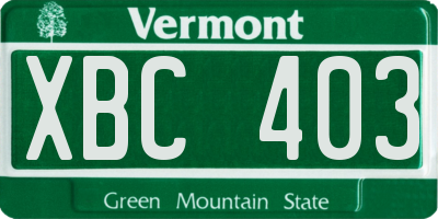 VT license plate XBC403