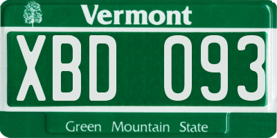 VT license plate XBD093
