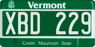 VT license plate XBD229