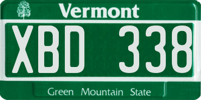 VT license plate XBD338