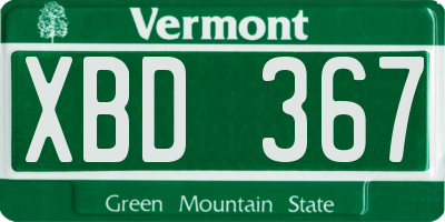 VT license plate XBD367
