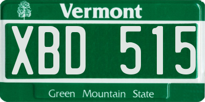 VT license plate XBD515