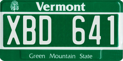 VT license plate XBD641