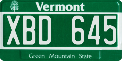 VT license plate XBD645
