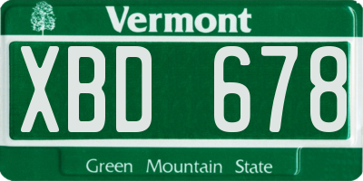 VT license plate XBD678