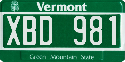 VT license plate XBD981