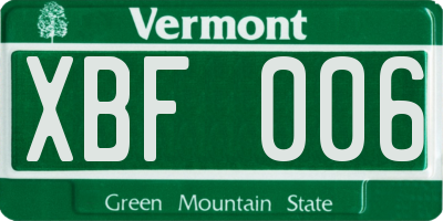 VT license plate XBF006