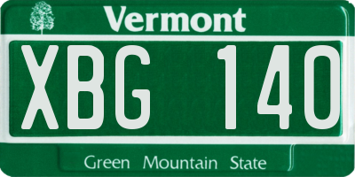 VT license plate XBG140