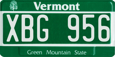 VT license plate XBG956