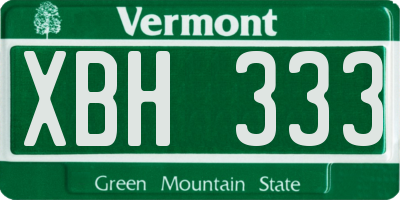 VT license plate XBH333