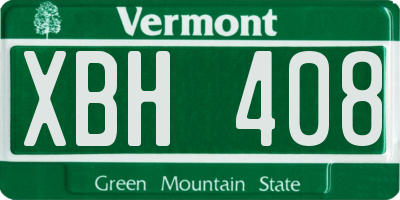 VT license plate XBH408
