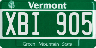 VT license plate XBI905