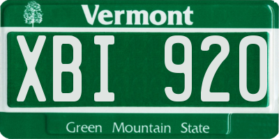 VT license plate XBI920