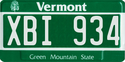 VT license plate XBI934