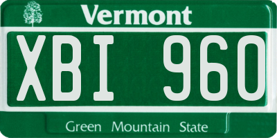 VT license plate XBI960