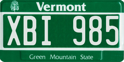 VT license plate XBI985