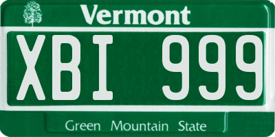 VT license plate XBI999