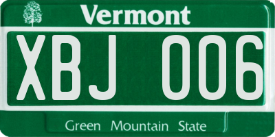 VT license plate XBJ006