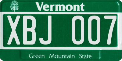 VT license plate XBJ007