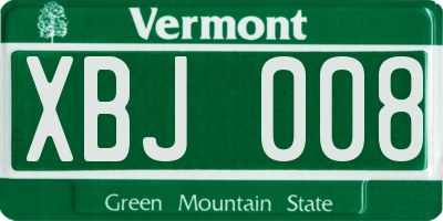 VT license plate XBJ008