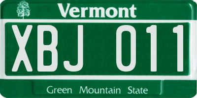 VT license plate XBJ011