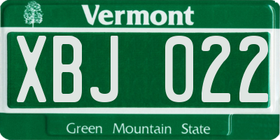 VT license plate XBJ022
