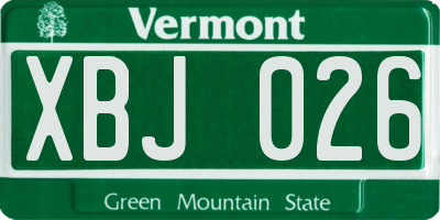 VT license plate XBJ026